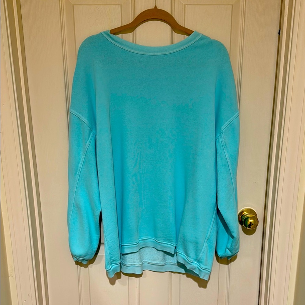 Aerie Blue Crew Neck Sweatshirt with Relaxed Fit